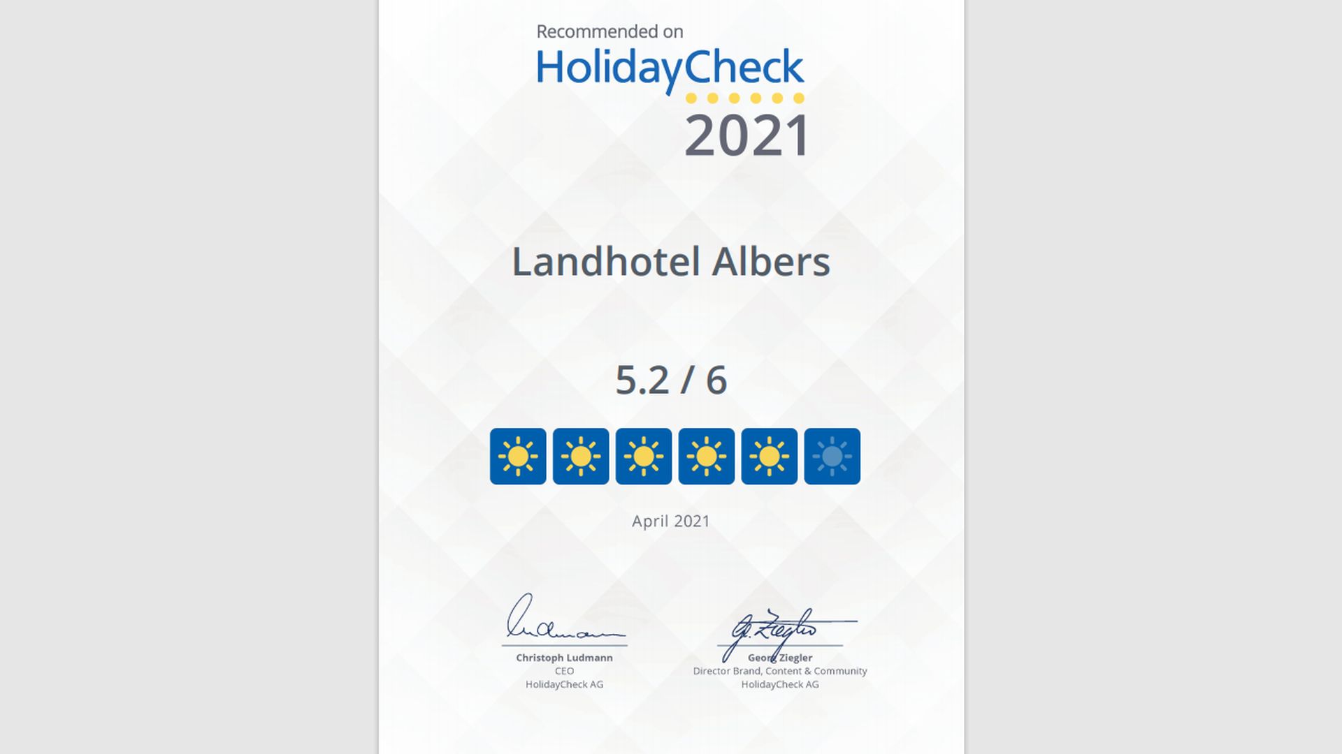 Holidaycheck_Zertfikat_Landhotel_Albers_04.2021